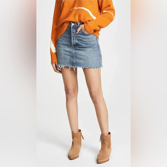 Free People Rugged A-Line Denim Skirt - Picture 3 of 8